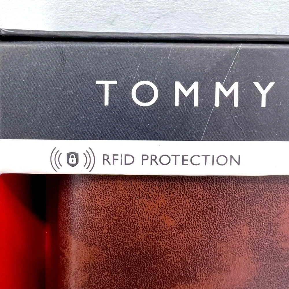 TOMMY HILFIGER 💯 MENS WALLET DOUBLE FOLD, BROWN, GENUINE LEATHER, RFID READY - Picture 9 of 14